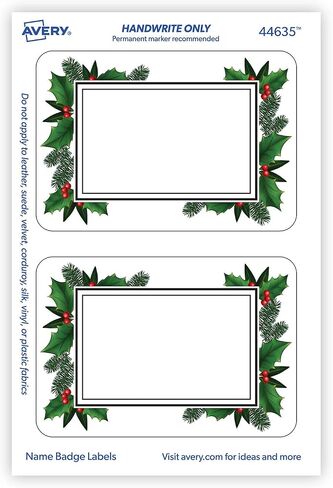 Avery Holiday Name Tags, Black & Red Pine Berry, Gift Tags, Party Favors, No Lift, Handwrite Only, 36 Name Tags in Saudi Arabia