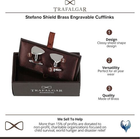 Trafalgar Men's Stefano Shield Brass Engravable Cufflinks in Saudi Arabia