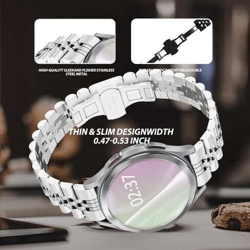 Bands Compatible with Samsung Slim Galaxy Watch 5 Band Pro 45mm 40mm 44mm, Galaxy Watch 4 Band Classic 40mm 44mm 42mm 46mm, Thin Stainless Steel Metal Business Band in Saudi Arabia