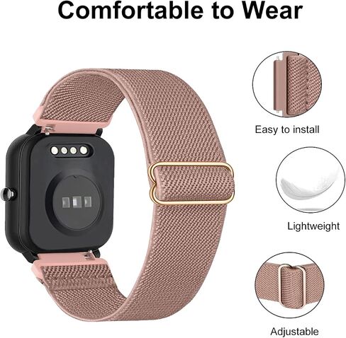 2 Pack Stretchy Nylon Watch Bands Compatible with Woneligo/Fitpolo Smart Watch IDW13, Loop Soft Elastic Straps for FITVII H56/TOOBUR/ENOMIR/MILOUZ/Tensky IDW19 Watch for Women Men in Saudi Arabia
