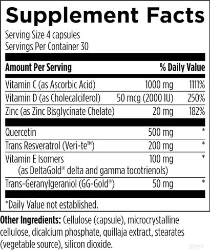 تصميمات للصحة BioCap Immune - مكمل دعم المناعة المضاد للأكسدة - فيتامين C مع البيوفلافونويد، فيتامين D 2000 وحدة دولية + الزنك المخلب - ريسفيراترول، كيرسيتين + فيتامين E (120 كبسولة نباتية) in Kuwait