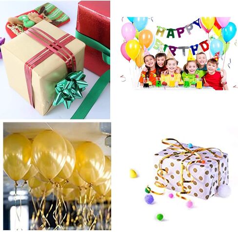 شريط تجعيد أحمر مجعد لتغليف الهدايا لتزيين زهور الزهور، لفافة سلسلة بالونات معدنية لامعة لتزيين الحفلات الفنية والمهرجانات (500 ياردة) in Kuwait