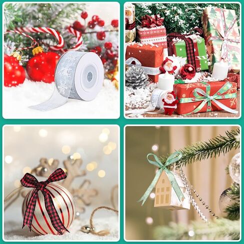 Cabilock Christmas Satin Ribbon 15 Rolls Colorful Grosgrain Ribbons DIY Xmas Ribbons Bundle for Gift Wrapping Crafts Bow Making Christmas Wedding Party Decor in Saudi Arabia