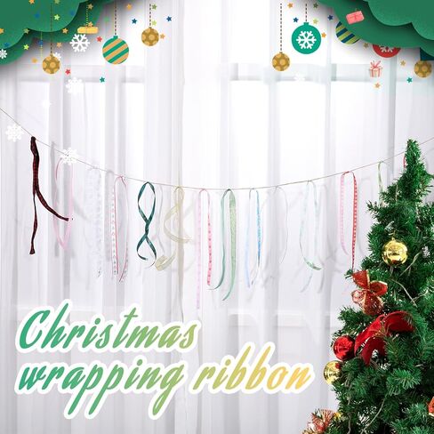Cabilock Christmas Satin Ribbon 15 Rolls Colorful Grosgrain Ribbons DIY Xmas Ribbons Bundle for Gift Wrapping Crafts Bow Making Christmas Wedding Party Decor in Saudi Arabia