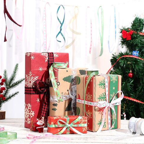Cabilock Christmas Satin Ribbon 15 Rolls Colorful Grosgrain Ribbons DIY Xmas Ribbons Bundle for Gift Wrapping Crafts Bow Making Christmas Wedding Party Decor in Saudi Arabia