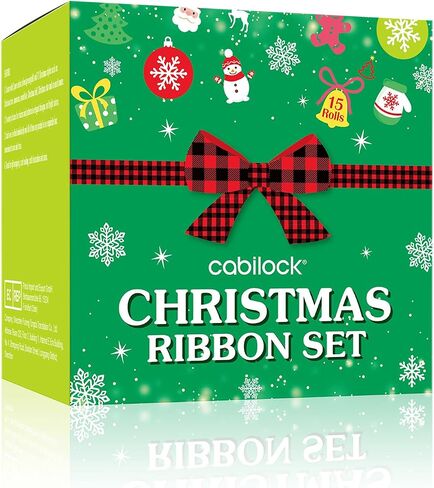 Cabilock Christmas Satin Ribbon 15 Rolls Colorful Grosgrain Ribbons DIY Xmas Ribbons Bundle for Gift Wrapping Crafts Bow Making Christmas Wedding Party Decor in Saudi Arabia