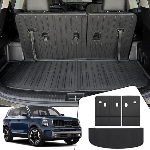 TPE Trunk Mat & Backrest Mats for 2020-2024 Kia Telluride, All Weather, Waterproof, Easy Installation, Cargo Liner + 3rd Seat Back Cover in Saudi Arabia