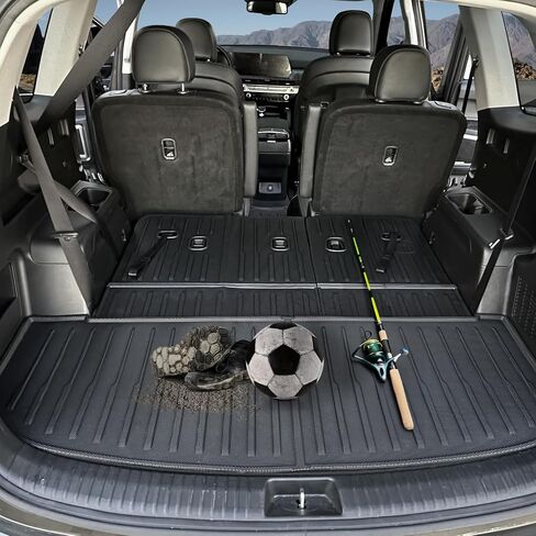 TPE Trunk Mat & Backrest Mats for 2020-2024 Kia Telluride, All Weather, Waterproof, Easy Installation, Cargo Liner + 3rd Seat Back Cover in Saudi Arabia