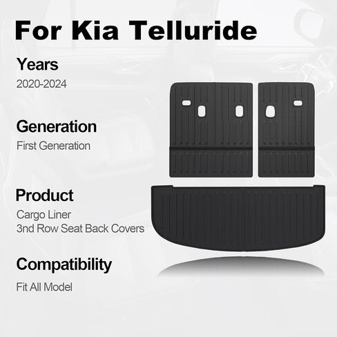 TPE Trunk Mat & Backrest Mats for 2020-2024 Kia Telluride, All Weather, Waterproof, Easy Installation, Cargo Liner + 3rd Seat Back Cover in Saudi Arabia