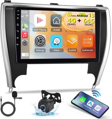 [8Core 4+64G] لسيارة Toyota Camry Radio 2015 2016 2017 مع Carplay اللاسلكي وAndroid Auto - شاشة لمس IPS 10.1 بوصة ستيريو سيارة Android مع WiFi/DSP/GPS/SWC+كاميرا الرؤية الخلفية in Saudi Arabia