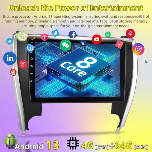 [8Core 4+64G] لسيارة Toyota Camry Radio 2015 2016 2017 مع Carplay اللاسلكي وAndroid Auto - شاشة لمس IPS 10.1 بوصة ستيريو سيارة Android مع WiFi/DSP/GPS/SWC+كاميرا الرؤية الخلفية in Saudi Arabia