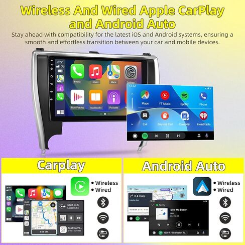 [8Core 4+64G] لسيارة Toyota Camry Radio 2015 2016 2017 مع Carplay اللاسلكي وAndroid Auto - شاشة لمس IPS 10.1 بوصة ستيريو سيارة Android مع WiFi/DSP/GPS/SWC+كاميرا الرؤية الخلفية in Saudi Arabia