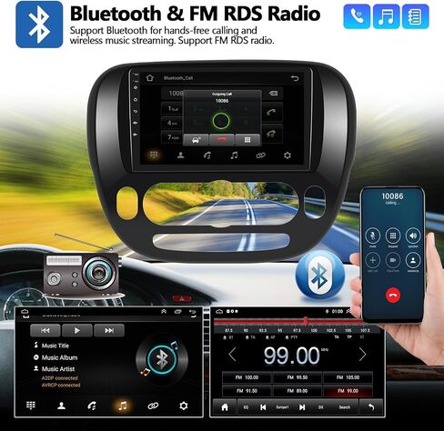2G+64G Car Stereo Radio for Kia Soul 2014 2015 2016 2017 2018 2019 (Manual A/C) with Wireless CarPlay Android Auto Head Unit 9" Touch Screen Android 13 Radio with GPS HiFi Bluetooth FM Backup Camera in Saudi Arabia
