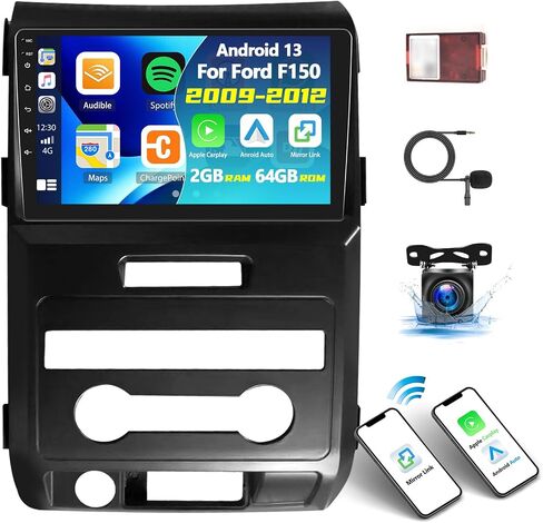 Android 13 Car Stereo for Ford F150 F-150 2009-2012,9 Inch Touchscreen Car Radio Android Head Unit with Mirror Link GPS Navigation WiFi Bluetooth FM/RDS SWC Dual USB/AUX-in+Backup Camera[1+32G] in Saudi Arabia