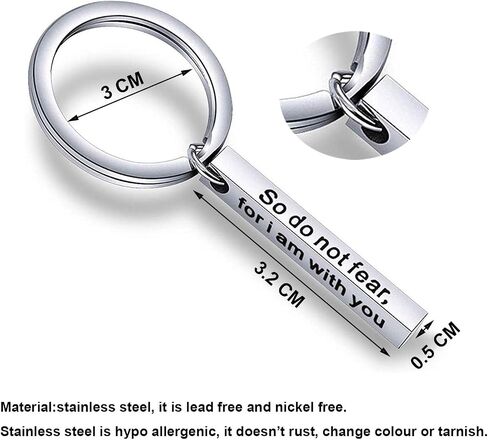 Christian Keychain So Do Not Fear For I Am With You Isaiah 41:10 Bar Keychain Scripture Jewelry Religious Gift in Saudi Arabia