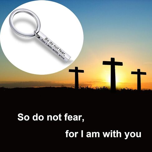 Christian Keychain So Do Not Fear For I Am With You Isaiah 41:10 Bar Keychain Scripture Jewelry Religious Gift in Saudi Arabia