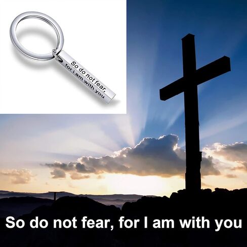 Christian Keychain So Do Not Fear For I Am With You Isaiah 41:10 Bar Keychain Scripture Jewelry Religious Gift in Saudi Arabia