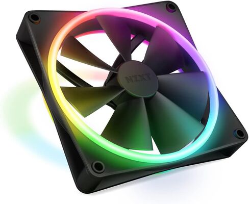 NZXT F140 RGB Duo - 140mm Dual-Sided RGB Fan – 20 Individually Addressable LED – Balanced Airflow and Static Pressure – Fluid Dynamic Bearing – PWM Control – Anti-Vibration Rubber Corners – Black in Kuwait