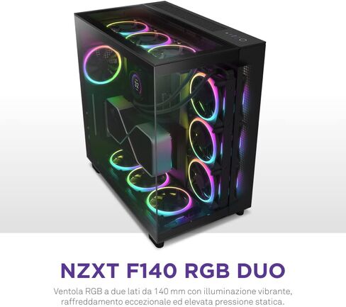 NZXT F140 RGB Duo - 140mm Dual-Sided RGB Fan – 20 Individually Addressable LED – Balanced Airflow and Static Pressure – Fluid Dynamic Bearing – PWM Control – Anti-Vibration Rubber Corners – Black in Kuwait