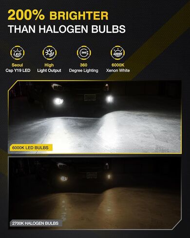 Nilight EF1 881 LED Fog Light Bulbs 200% Brightness 6000K Cool White 1:1 Mini Size Halogen Replacement 881/889/ 898/886 /894 LED Fog Light DRL Conversion Kit,Pack of 2 in Saudi Arabia
