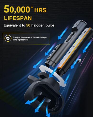 مصابيح الضباب Nilight EF1 881 LED سطوع 200% 6000K أبيض بارد 1:1 استبدال هالوجين صغير الحجم 881/889/ 898/886 /894 LED مجموعة تحويل ضوء الضباب DRL، حزمة من 2 in Kuwait