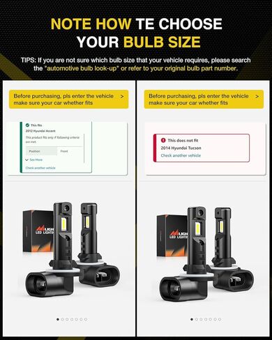 Nilight EF1 881 LED Fog Light Bulbs 200% Brightness 6000K Cool White 1:1 Mini Size Halogen Replacement 881/889/ 898/886 /894 LED Fog Light DRL Conversion Kit,Pack of 2 in Saudi Arabia