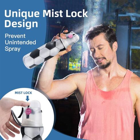 Insulated Sports Water Bottle with Spray Mist and Sip Kids Cool Misting Soccer Water Bottles School for Boys Girls Gym Cycling Climbing 20 OZ, Leak Proof Squeeze Cold Waterbottle in Saudi Arabia