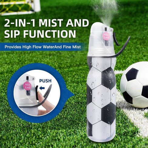 Insulated Sports Water Bottle with Spray Mist and Sip Kids Cool Misting Soccer Water Bottles School for Boys Girls Gym Cycling Climbing 20 OZ, Leak Proof Squeeze Cold Waterbottle in Saudi Arabia