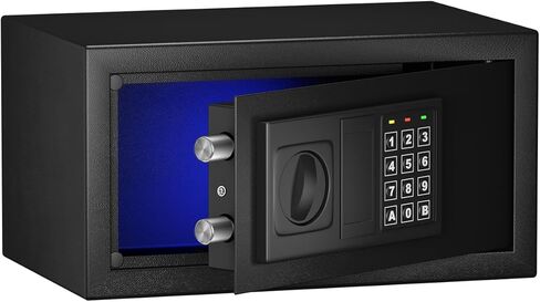 Safe Box with Sensor Light,Security Lock Box， Steel Construction Hidden Electronic Safe with Lock，0.4 Cubic Feet ，Wall or Cabinet Anchoring Design for Home, Black in Saudi Arabia