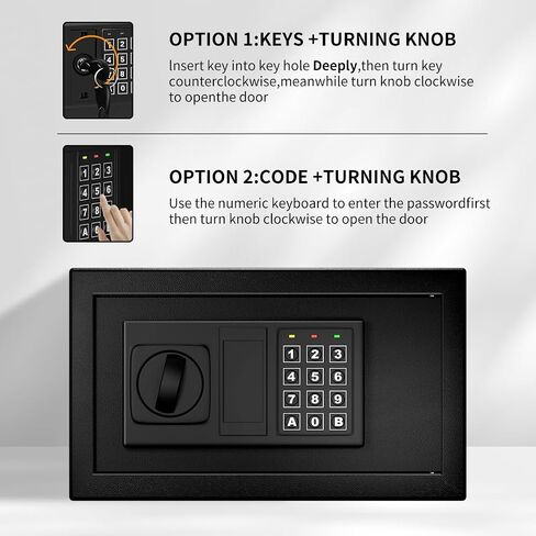 Safe Box with Sensor Light,Security Lock Box， Steel Construction Hidden Electronic Safe with Lock，0.4 Cubic Feet ，Wall or Cabinet Anchoring Design for Home, Black in Saudi Arabia