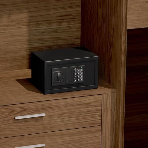 Safe Box with Sensor Light,Security Lock Box， Steel Construction Hidden Electronic Safe with Lock，0.4 Cubic Feet ，Wall or Cabinet Anchoring Design for Home, Black in Saudi Arabia