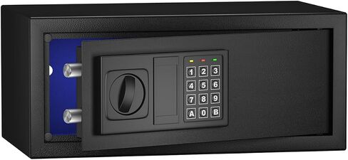 Safe Box with Sensor Light,Security Lock Box， Steel Construction Hidden Electronic Safe with Lock，0.4 Cubic Feet ，Wall or Cabinet Anchoring Design for Home, Black in Saudi Arabia
