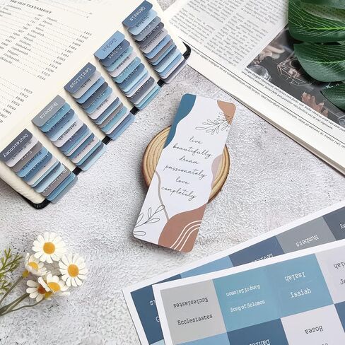ZIEYOMI- Bible Tabs, Bible Journaling Supplies, Large Print Bible Book Tabs for Women and Men, 66 Bible Index Tabs Old and New Testament, Bible Accessories, Include 14 Blank Bible Study Tabs - Blue in Saudi Arabia