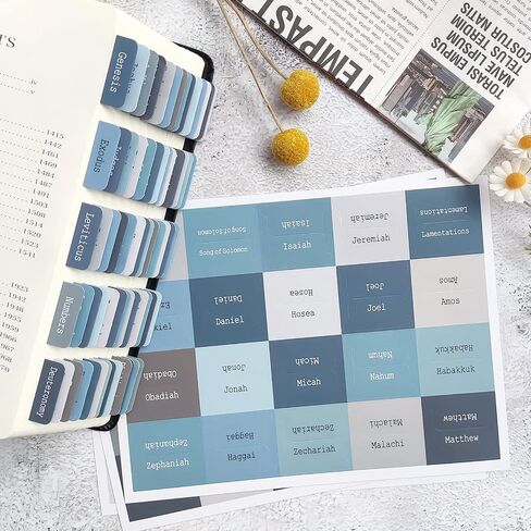 ZIEYOMI- Bible Tabs, Bible Journaling Supplies, Large Print Bible Book Tabs for Women and Men, 66 Bible Index Tabs Old and New Testament, Bible Accessories, Include 14 Blank Bible Study Tabs - Blue in Saudi Arabia