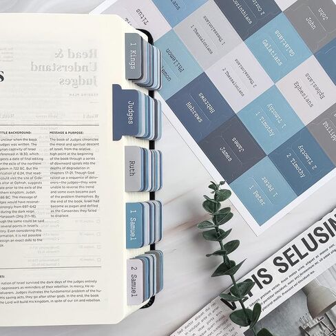 ZIEYOMI- Bible Tabs, Bible Journaling Supplies, Large Print Bible Book Tabs for Women and Men, 66 Bible Index Tabs Old and New Testament, Bible Accessories, Include 14 Blank Bible Study Tabs - Blue in Saudi Arabia