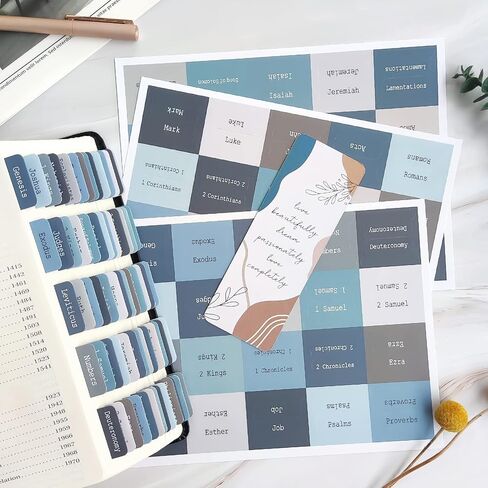 ZIEYOMI- Bible Tabs, Bible Journaling Supplies, Large Print Bible Book Tabs for Women and Men, 66 Bible Index Tabs Old and New Testament, Bible Accessories, Include 14 Blank Bible Study Tabs - Blue in Saudi Arabia