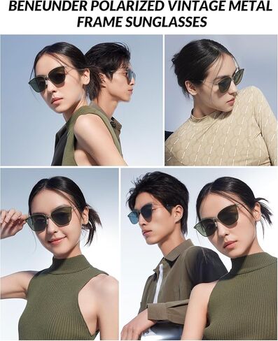 BENEUNDER Square Polarized Sunglasses for Women and Men, Foldable Titanium Frame Sunglasses with PC Lens, Ultra Lightweight in Kuwait