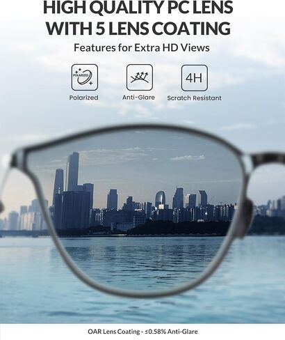 BENEUNDER Square Polarized Sunglasses for Women and Men, Foldable Titanium Frame Sunglasses with PC Lens, Ultra Lightweight in Kuwait