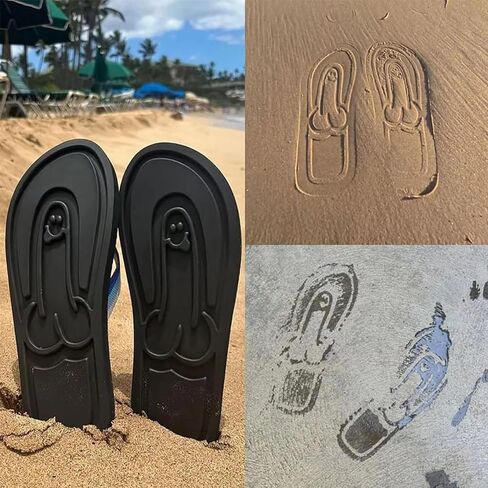 Creative Flip Flops - Funny Beach Sandals with Hidden Design - Quick-Dry Slides for Men - Novelty Gag Gift in Saudi Arabia