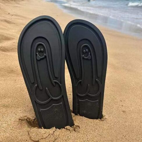 Creative Flip Flops - Funny Beach Sandals with Hidden Design - Quick-Dry Slides for Men - Novelty Gag Gift in Saudi Arabia