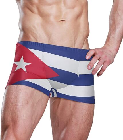 Mens Swimming Boxer Briefs American Flag Quick Dry Athletic Swimsuit in Saudi Arabia