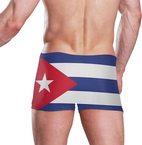 Mens Swimming Boxer Briefs American Flag Quick Dry Athletic Swimsuit in Saudi Arabia