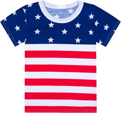 تي شيرت Little Boys 4th of July تي شيرت قطني العلم الأمريكي الوطني للأطفال الصغار بأكمام قصيرة in Saudi Arabia