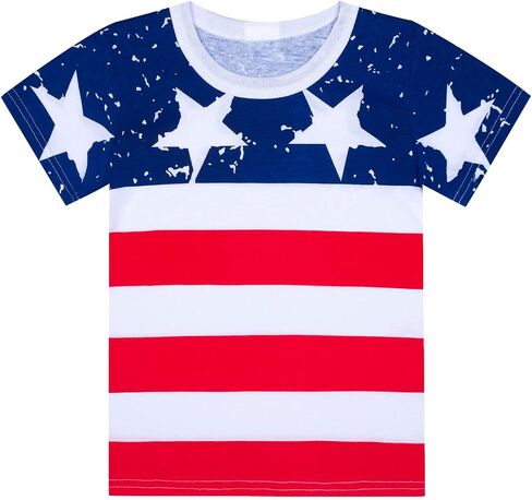 تي شيرت Little Boys 4th of July تي شيرت قطني العلم الأمريكي الوطني للأطفال الصغار بأكمام قصيرة in Saudi Arabia