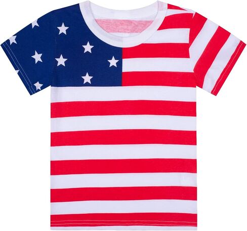 تي شيرت Little Boys 4th of July تي شيرت قطني العلم الأمريكي الوطني للأطفال الصغار بأكمام قصيرة in Saudi Arabia