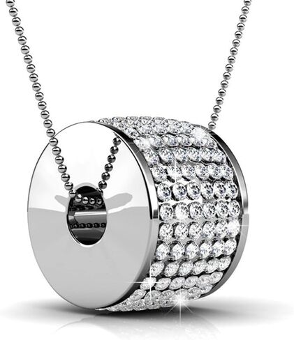 قلادة كيت آند كلوي أنابيل مطلية بالذهب الأبيض عيار 18 قيراط للنساء | قلادة فضية مع كريستالات ألماس مقلدة، قلادة كريستال عنقودية، مجوهرات عصرية للفتيات in Kuwait