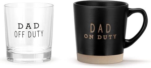 DEMDACO Dad On Off Duty Matte Black 9 ounce Stoneware and Glass Mug and Rocks Glass Set in Saudi Arabia