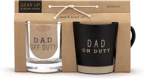 DEMDACO Dad On Off Duty Matte Black 9 ounce Stoneware and Glass Mug and Rocks Glass Set in Saudi Arabia