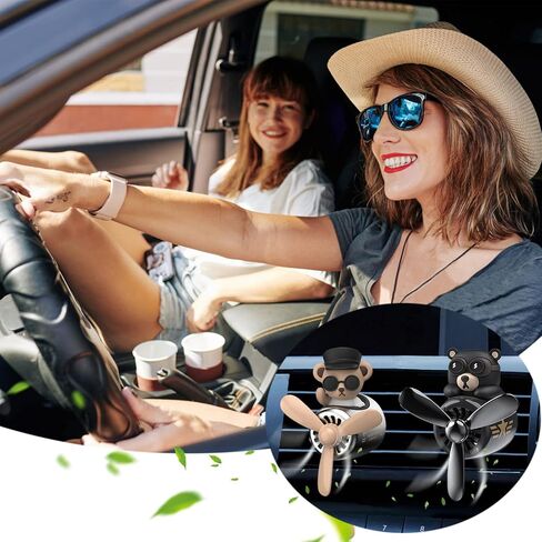 Car Air Fresheners Vent Clips with 2pcs Fragrance Tablets - Cartoon Bear Pilot Car Fragrance Diffuser Air Vent - Cartoon Bear Pilot Car Air Freshener - Car Fragrance Diffuser (Bear) in Saudi Arabia