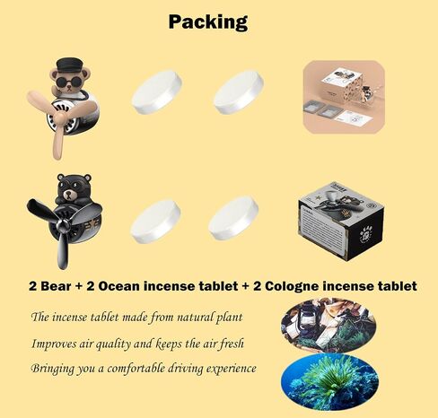 Car Air Fresheners Vent Clips with 2pcs Fragrance Tablets - Cartoon Bear Pilot Car Fragrance Diffuser Air Vent - Cartoon Bear Pilot Car Air Freshener - Car Fragrance Diffuser (Bear) in Saudi Arabia